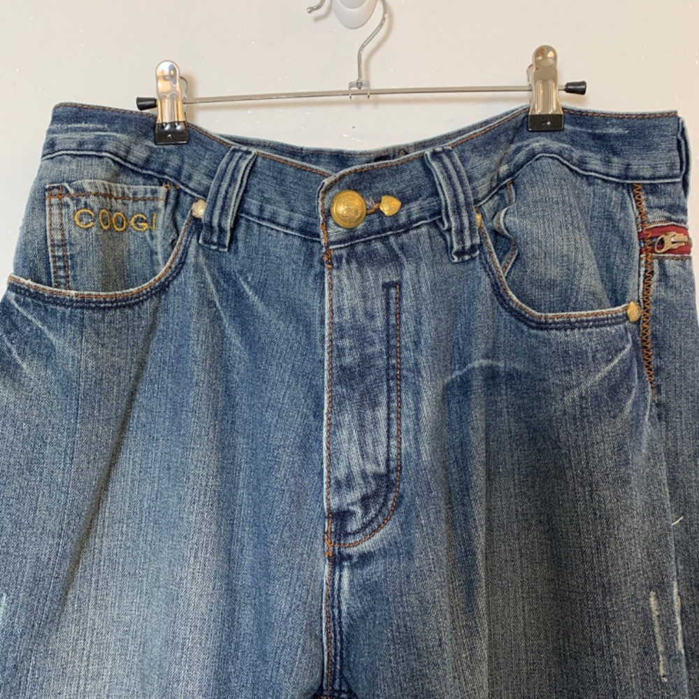 COOGI Jeans Mens Waist 36 Length 16.5 Blue Crest Pocket Hip Hop Y2K - Picture 8 of 15